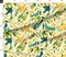 Various Fabrics by the Yard or Fat Quarter Birds Bright Blue Teal Yellow Green Abstract Botanical Hand Drawn Floral Brush Strokes Custom Printed Fabric by Spoonflower